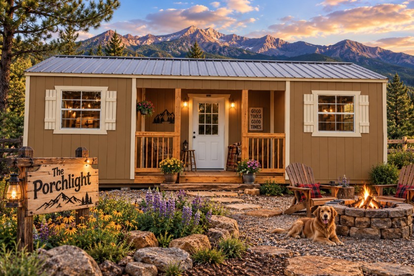 'The Porchlight' 12x28 Utility Center Porch Shed